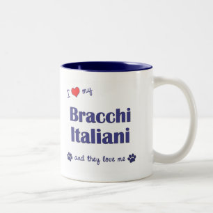 Ik hou van mijn Bracco Italiano (meerdere honden) Tweekleurige Koffiemok