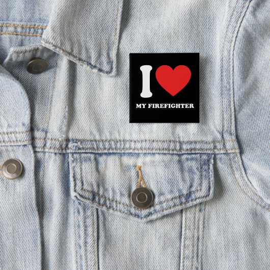 Ik hou van mijn brandweerman vierkante button 5,1 cm (In situ)