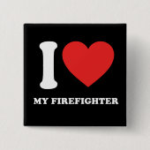 Ik hou van mijn brandweerman vierkante button 5,1 cm (Voorkant)