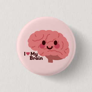 Ik hou van mijn brein - Schattige lachend brein Ronde Button 3,2 Cm