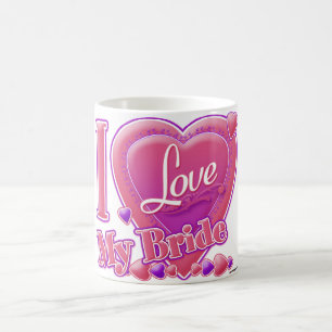 Ik hou van mijn bride roze/paars - hart koffiemok