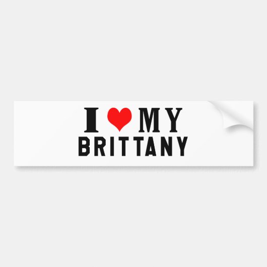 Ik hou van mijn Brittany Bumpersticker (Voorkant)