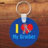 Ik hou van mijn Broeder Autisme Awareness Blue Sleutelhanger (Voorkant)