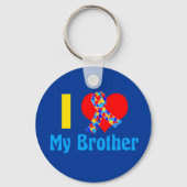 Ik hou van mijn Broeder Autisme Awareness Blue Sleutelhanger (Achterkant)