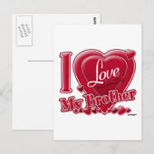 Ik hou van mijn broer rood - hart briefkaart (Voorkant / Achterkant)