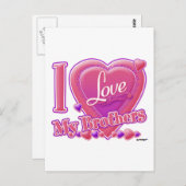 Ik hou van mijn broers roze/paars - hart briefkaart (Voorkant / Achterkant)