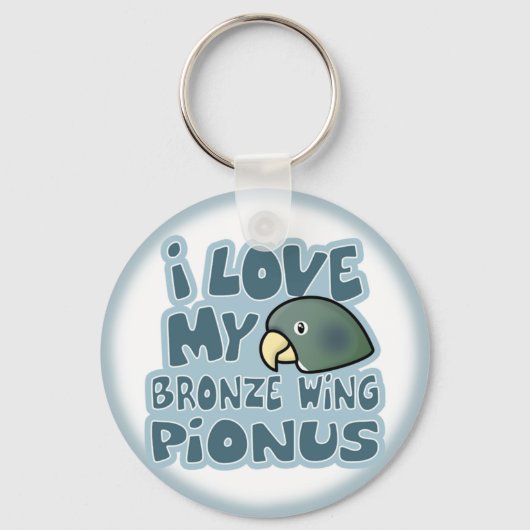 Ik hou van mijn Bronze Winged Pionus Sleutelhanger (Voorkant)