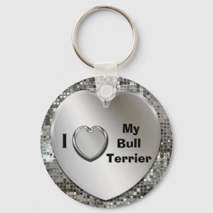 Ik hou van mijn bull Terrier Heart Keychain