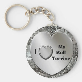 Ik hou van mijn bull Terrier Heart Keychain