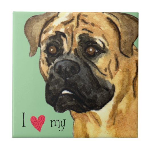 Ik hou van mijn Bullmastiff Tegeltje (Voorkant)