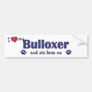 Ik hou van mijn bulloxer (Vrouw Dog) Bumpersticker