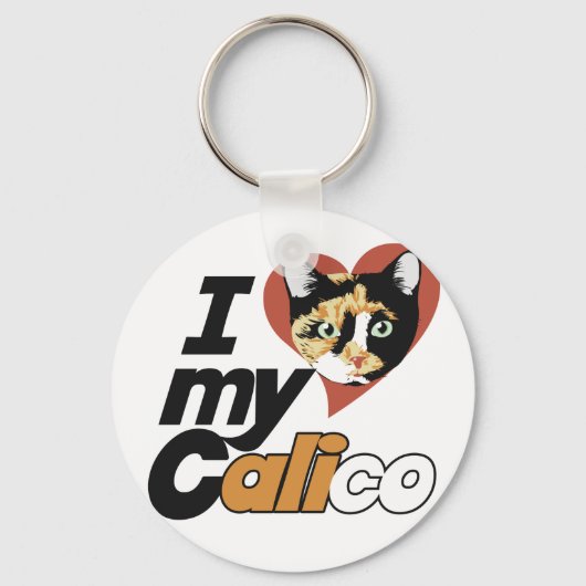 Ik hou van mijn CALICO-kat Sleutelhanger (Voorkant)