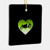 Ik hou van mijn Cargo Bike-Green Retro Heart Keramisch Ornament (Rechts)