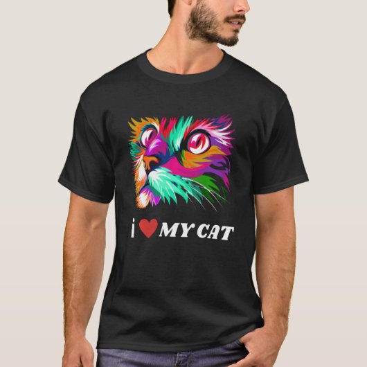 Ik hou van mijn Cat Funny Quote Mijn kat is mijn V T-shirt (Voorkant)