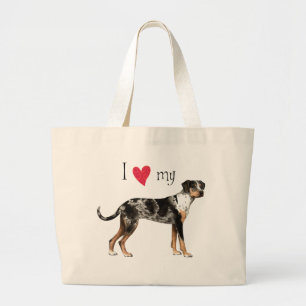 Ik hou van mijn Catahoula Grote Tote Bag