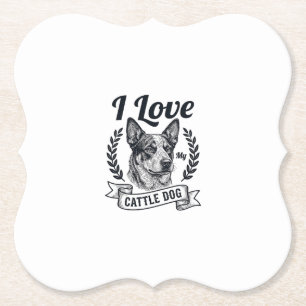 Ik hou van mijn Cattle Dog Vintage Gravure Ontwerp Kartonnen Onderzetters