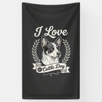 Ik hou van mijn Cattle Dog Vintage hondenliefhebbe Spandoek