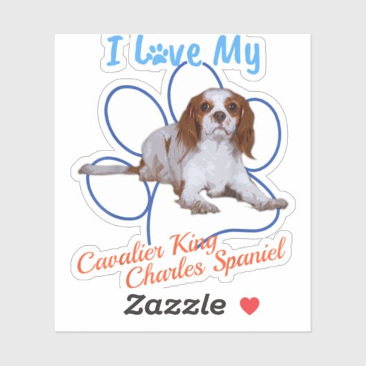 Ik hou van mijn Cavalier King Charles Spaniel Hond Sticker (Vel)