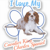 Ik hou van mijn Cavalier King Charles Spaniel Hond Sticker (Voorkant)