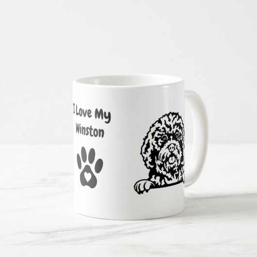 Ik hou van mijn CAVAPOO | Mok Naam en Paw Print Co (Voorkant rechts)