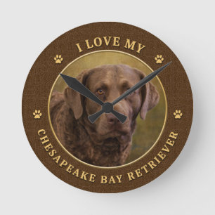 Ik hou van mijn Chesapeake Bay Retriever wandklok Ronde Klok
