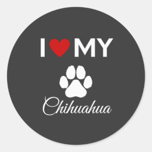 Ik hou van mijn Chihuahua aangepaste tekst Ronde Sticker