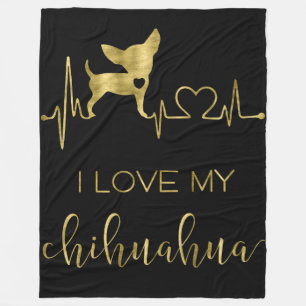 Ik hou van mijn Chihuahua Black Fleece Blankets