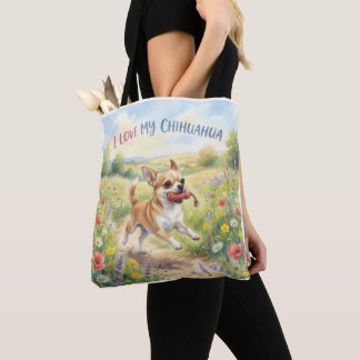 Ik hou van mijn Chihuahua boodschappentas Draagtas