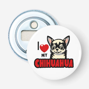 Ik hou van mijn Chihuahua Button Flesopener