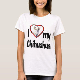 Ik hou van mijn Chihuahua Mooie Rode Hart Fotolijs T-shirt