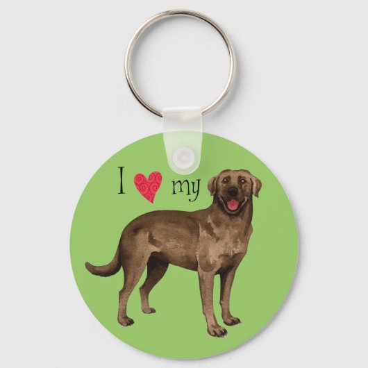 Ik hou van mijn chocolade lab sleutelhanger (Voorkant)