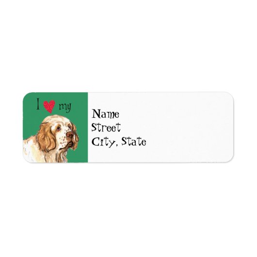 Ik hou van mijn Clumber Spaniel Etiket (Voorkant)
