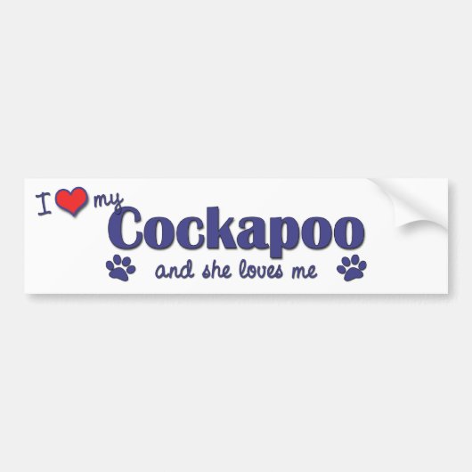 Ik hou van mijn Cockapoo (Vrouw Dog) Bumpersticker (Voorkant)