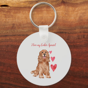 Ik hou van mijn Cocker Spaniel hond gepersonalisee Sleutelhanger