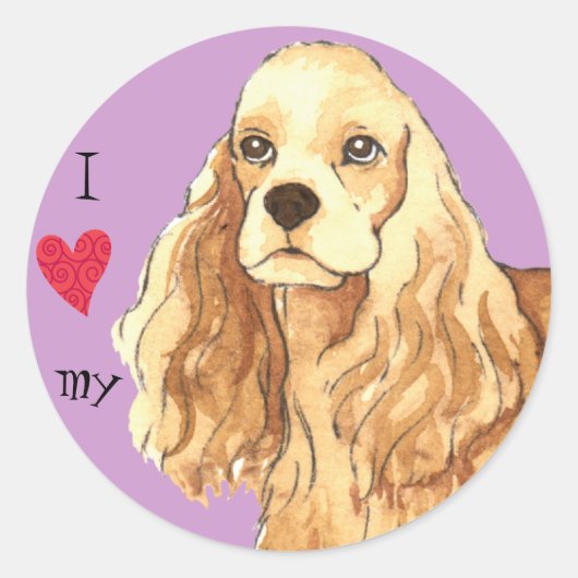 Ik hou van mijn Cocker Spaniel Ronde Sticker (Voorkant)