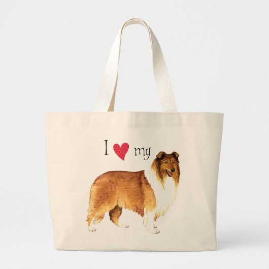 Ik hou van mijn Collie Grote Tote Bag (Voorkant)