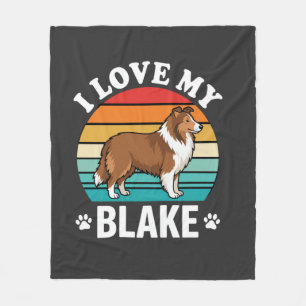 Ik hou van mijn Collie-hond Retro zonsondergang Fleece Deken