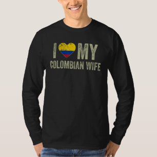 Ik hou van mijn Colombiaanse vrouw Colombia Flag F T-shirt