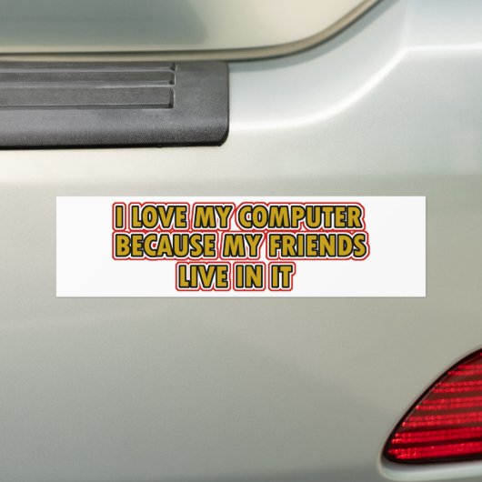 Ik hou van mijn computer bumpersticker (Op auto)