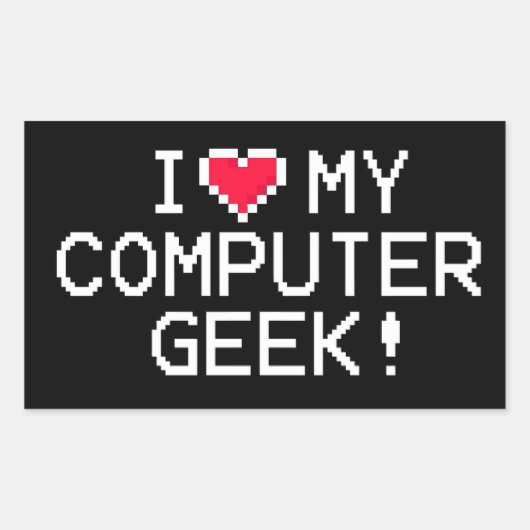 Ik hou van mijn computer Geek Rechthoekige Sticker (Voorkant)