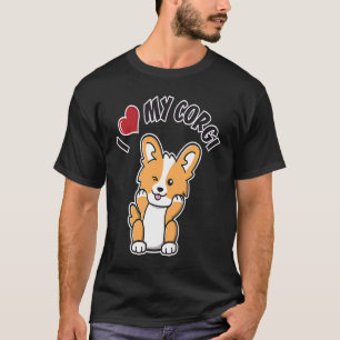 Ik hou van mijn Corgi die knipoogt als een puppy m T-shirt