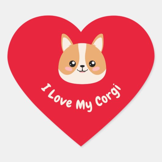 Ik hou van Mijn Corgi Hart Sticker (Voorkant)
