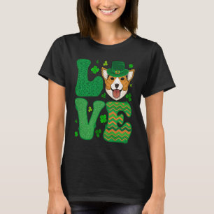 Ik hou van mijn Corgi-hond Leprechaun Shamrocks Si T-shirt