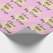 Ik hou van mijn Corgi Roze Cadeaupapier (Hoek)