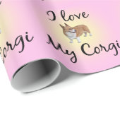 Ik hou van mijn Corgi Roze Cadeaupapier (Rol Hoek)