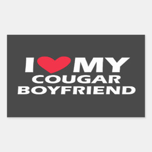 Ik hou van mijn cougar-vriend rechthoekige sticker