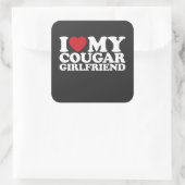 Ik hou van mijn Cougar Vriendin Vierkante Sticker (Tas)