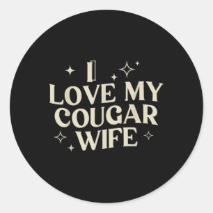 Ik hou van mijn cougar vrouw Ik hart mijn cougar v Ronde Sticker