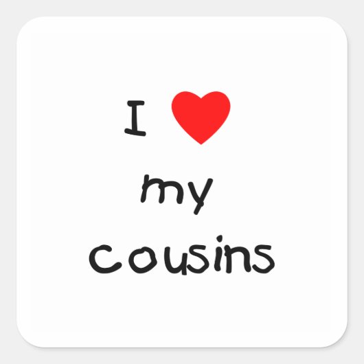 Ik hou van mijn Cousinen Vierkante Sticker (Voorkant)