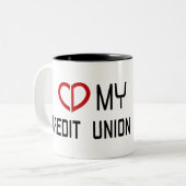 Ik hou van mijn credit Union Coffee-Mok Tweekleurige Koffiemok (Voorkant links)